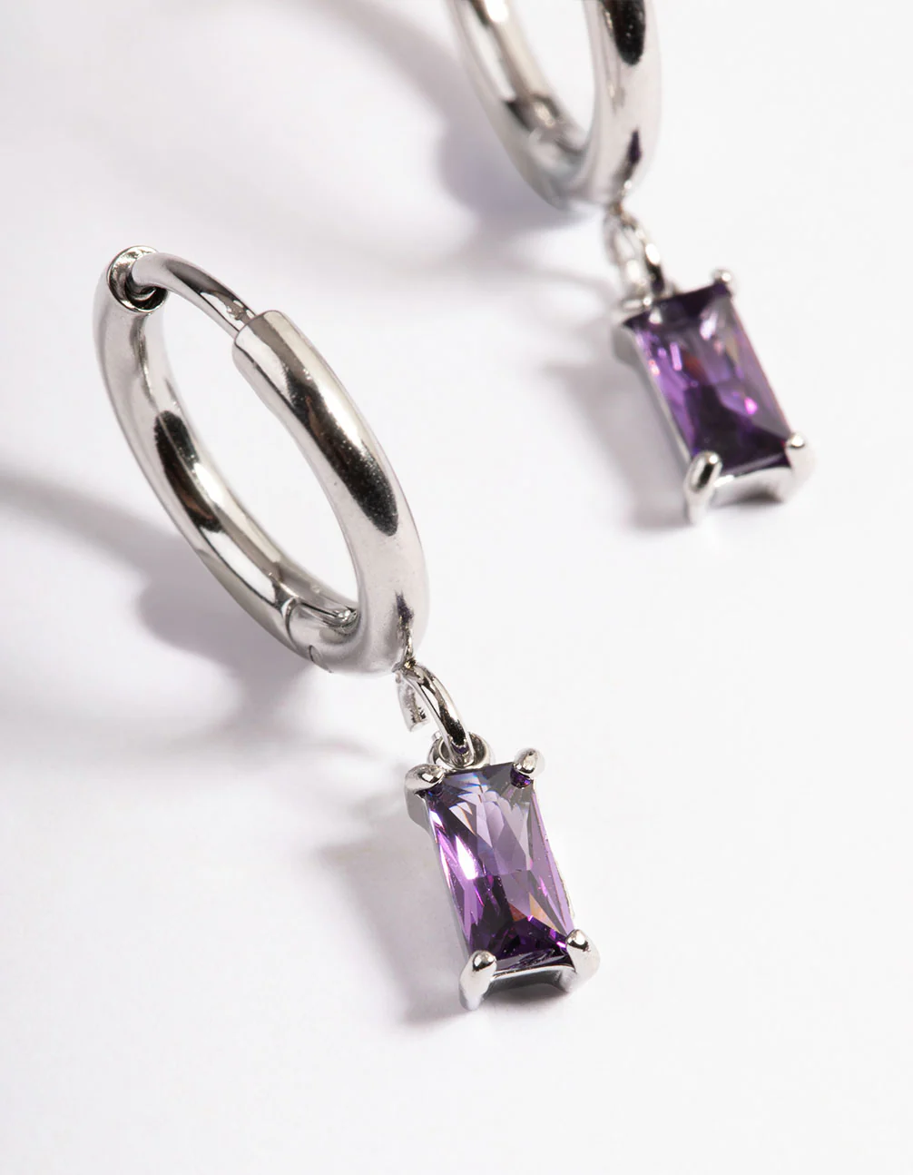 Surgical Steel Square Cubic Zirconia Hoop Earrings - Image 2