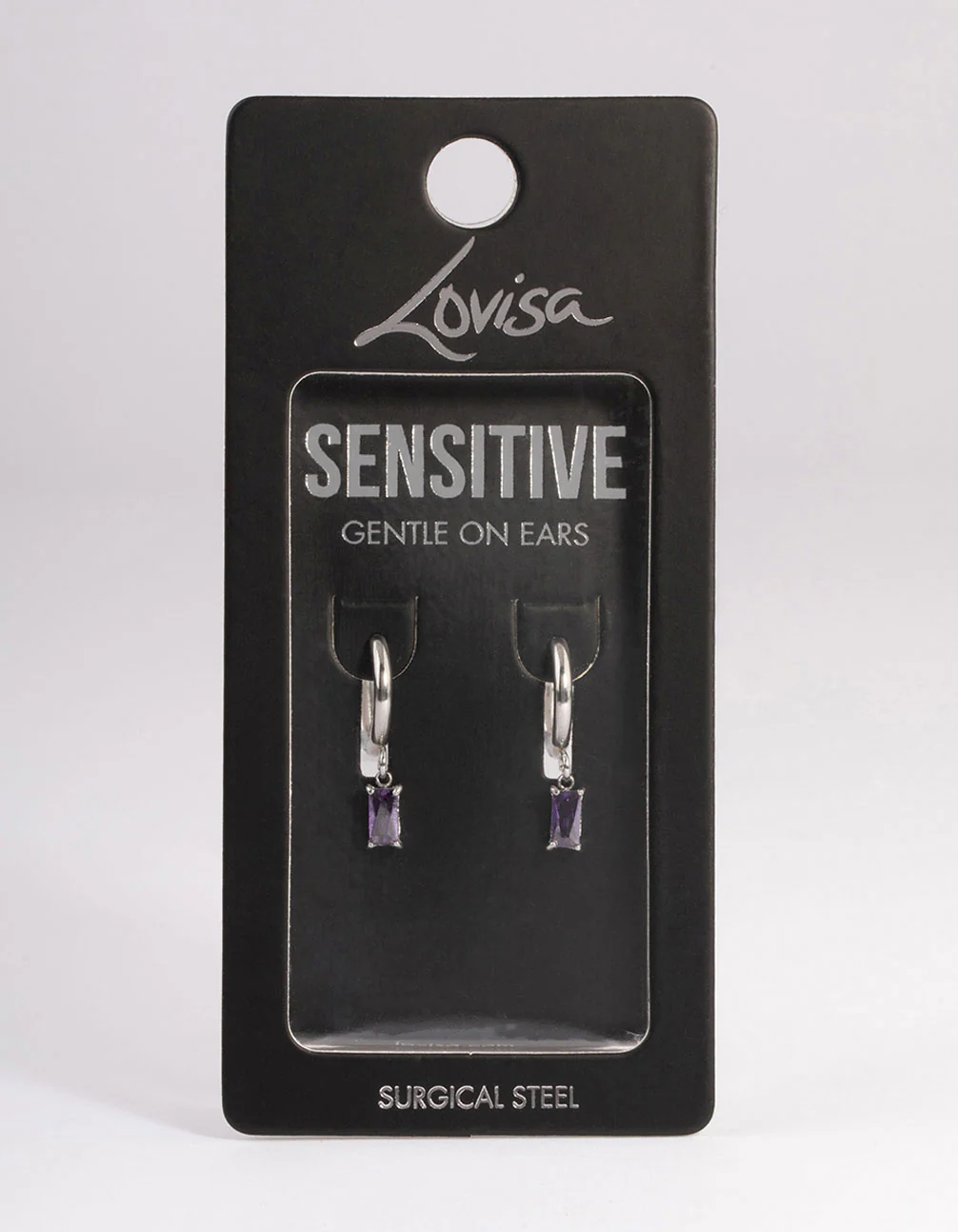 Surgical Steel Square Cubic Zirconia Hoop Earrings - Image 3