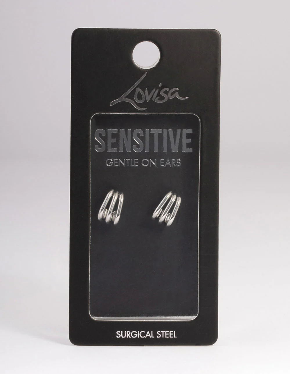 Surgical Steel Triple Illusion Hoop Earrings - Image 3