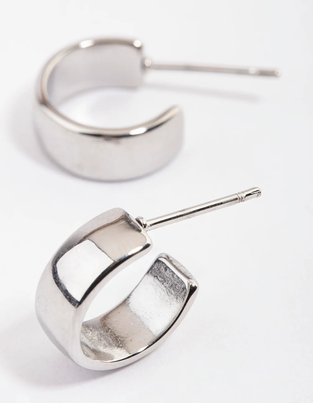 Rhodium Surgical Steel Wide Hoop Earrings - Image 2