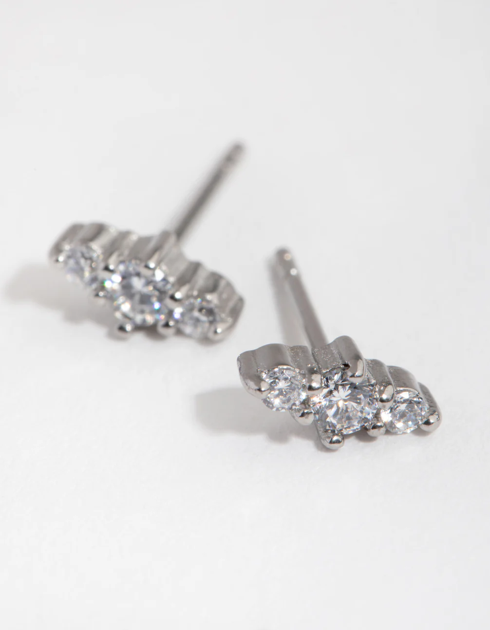 Surgical Steel Cubic Zirconia Bar Stud Earrings - Image 2