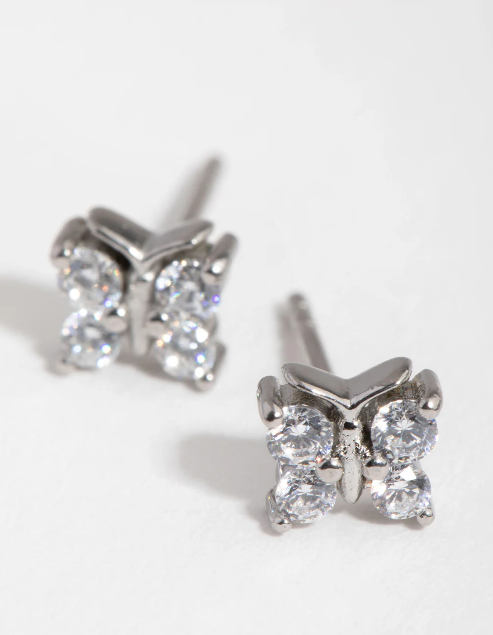 Surgical Steel Cubic Zirconia Butterfly Stud Earrings - Image 2