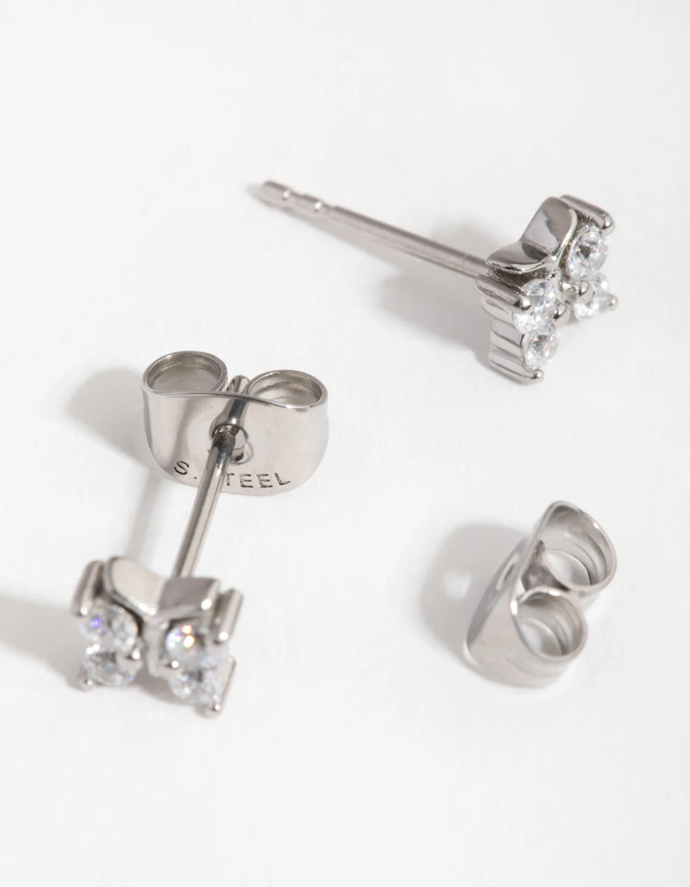 Surgical Steel Cubic Zirconia Butterfly Stud Earrings - Image 3