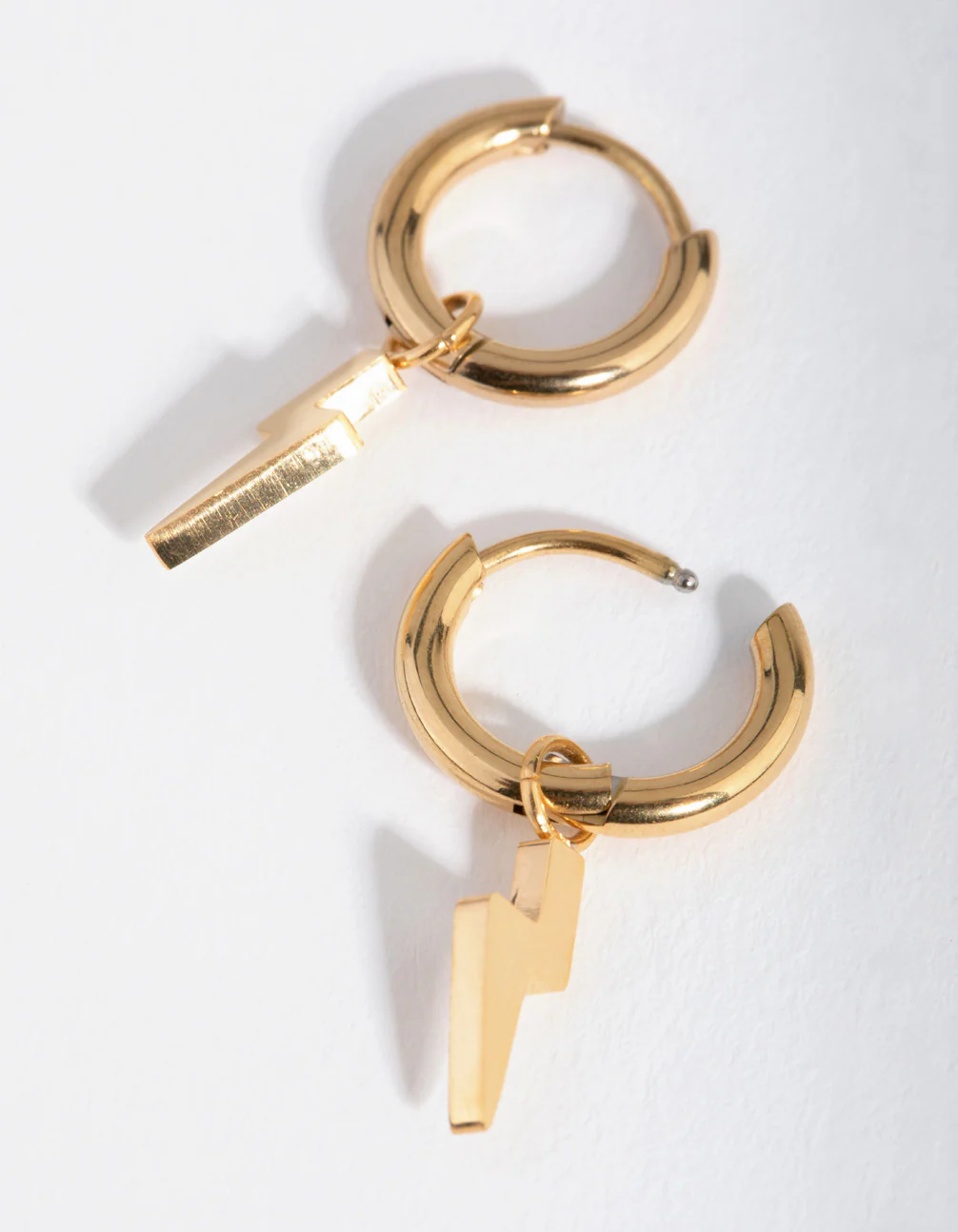 24 Carat Gold Plated Titanium Lightning Huggie Earrings - Image 2