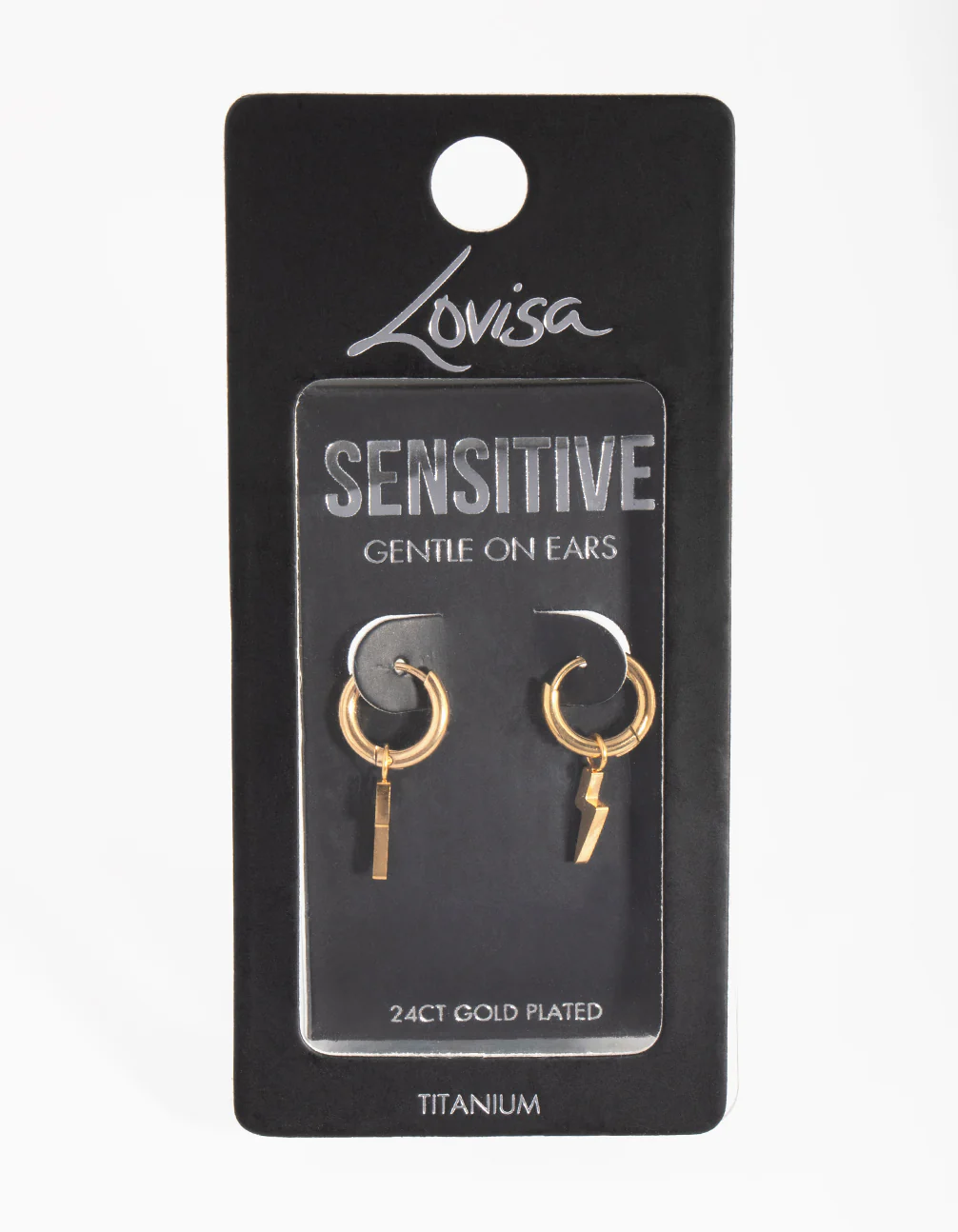 24 Carat Gold Plated Titanium Lightning Huggie Earrings - Image 3