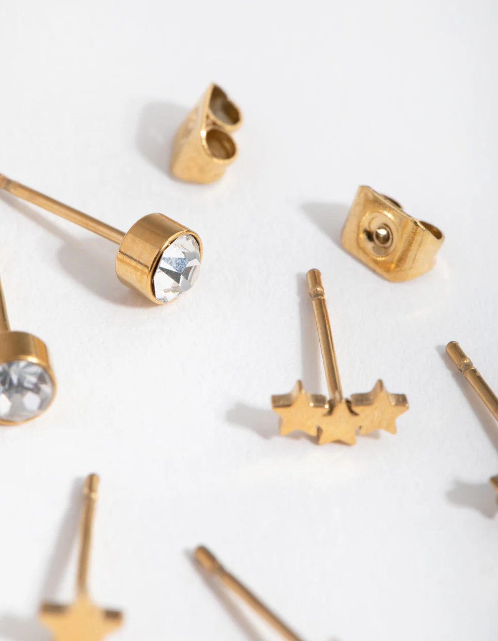 24 Carat Gold Plated Titanium Star Pack Stud Earrings - Image 3