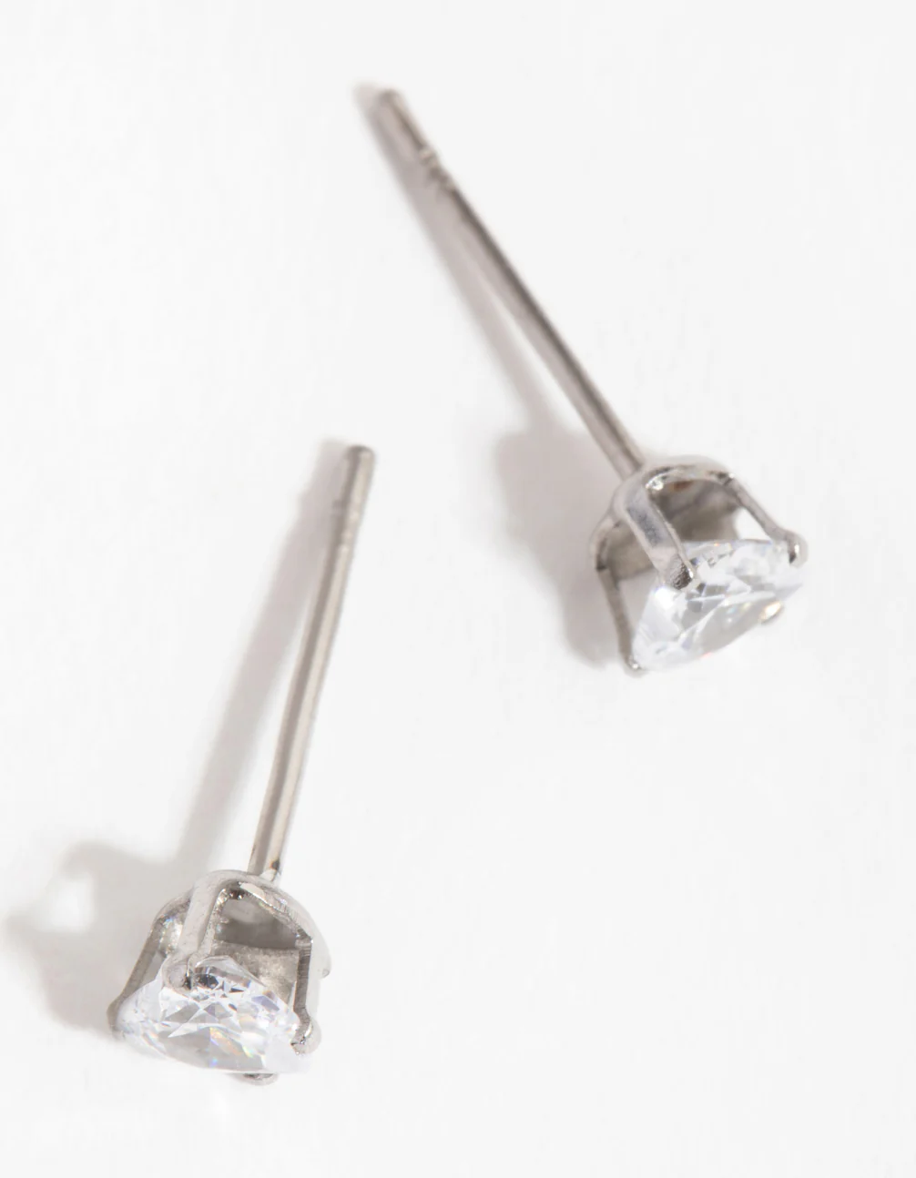 Titanium Cubic Zirconia Heart Stud Earrings - Image 2