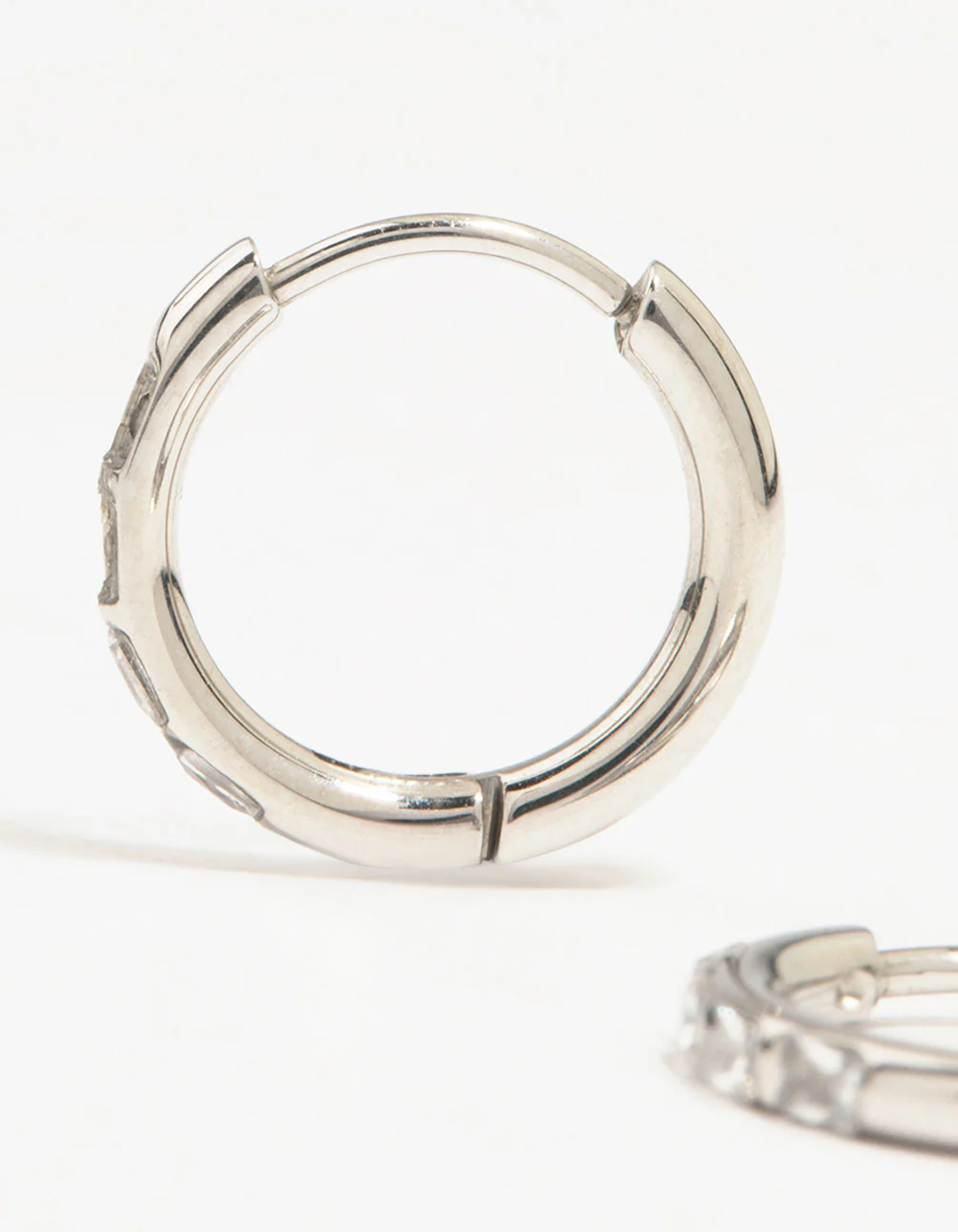 Surgical Steel Diamante Huggie Earrings - Image 4