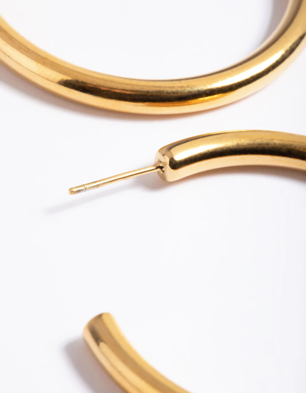 Waterproof Gold Plated Stainless Steel Chunky Medium Hoop Earrings - Image 4