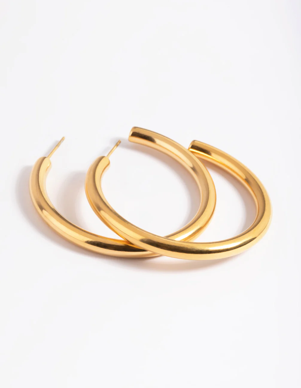 Waterproof Gold Plated Stainless Steel Chunky Medium Hoop Earrings - Image 5