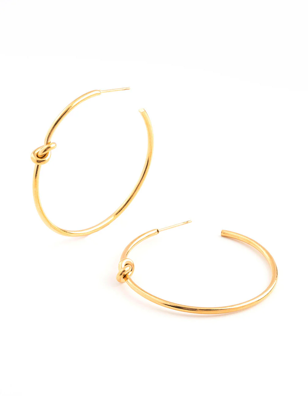 Waterproof Gold Plated Stainless Steel Classic Knotted Hoop Earrings