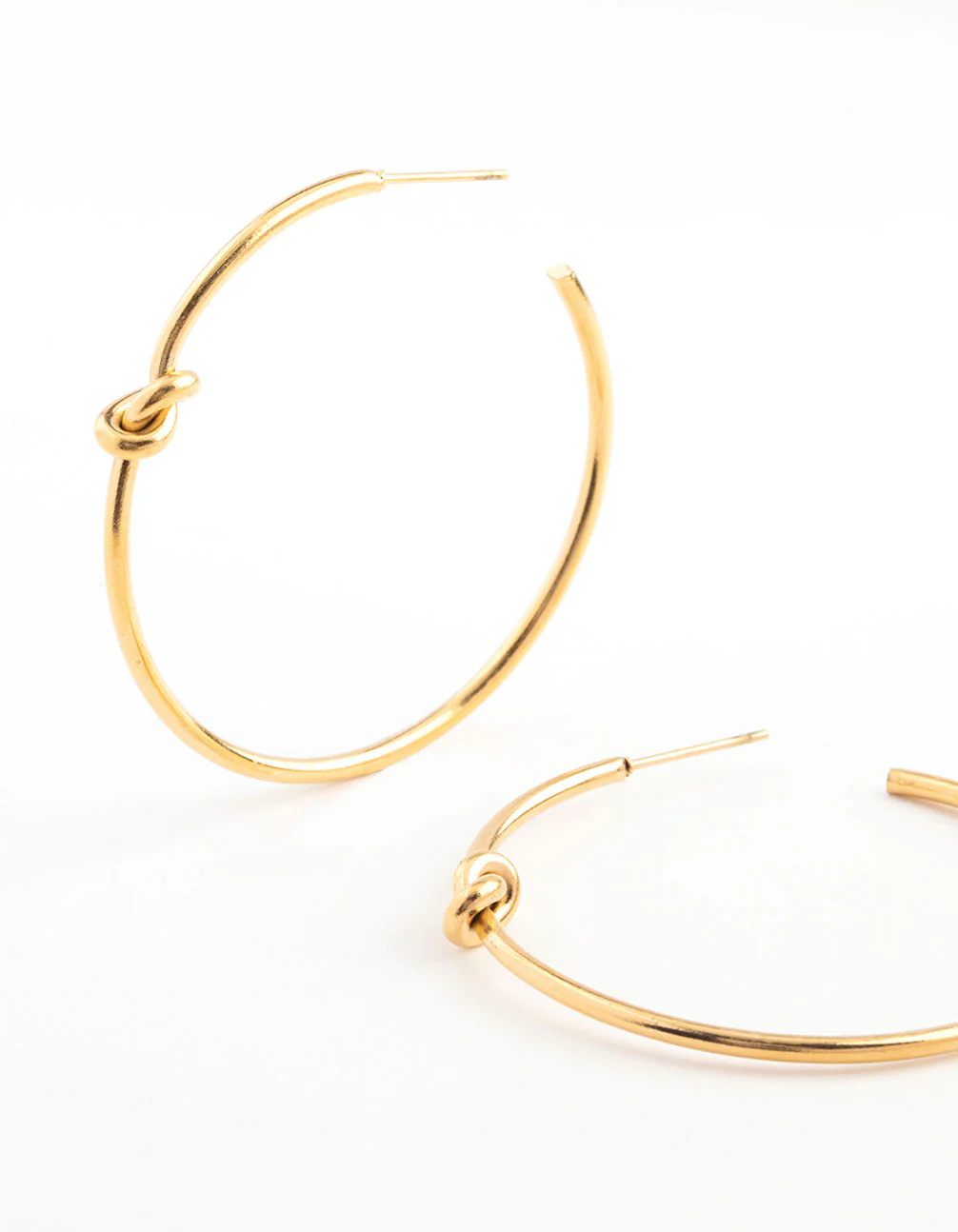 Waterproof Gold Plated Stainless Steel Classic Knotted Hoop Earrings - Image 2