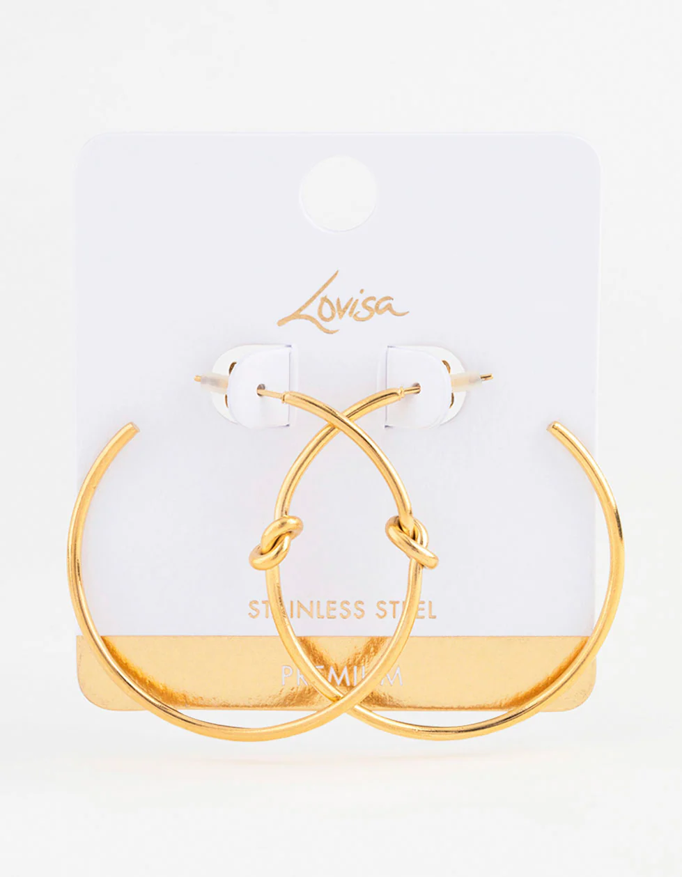 Waterproof Gold Plated Stainless Steel Classic Knotted Hoop Earrings - Image 3