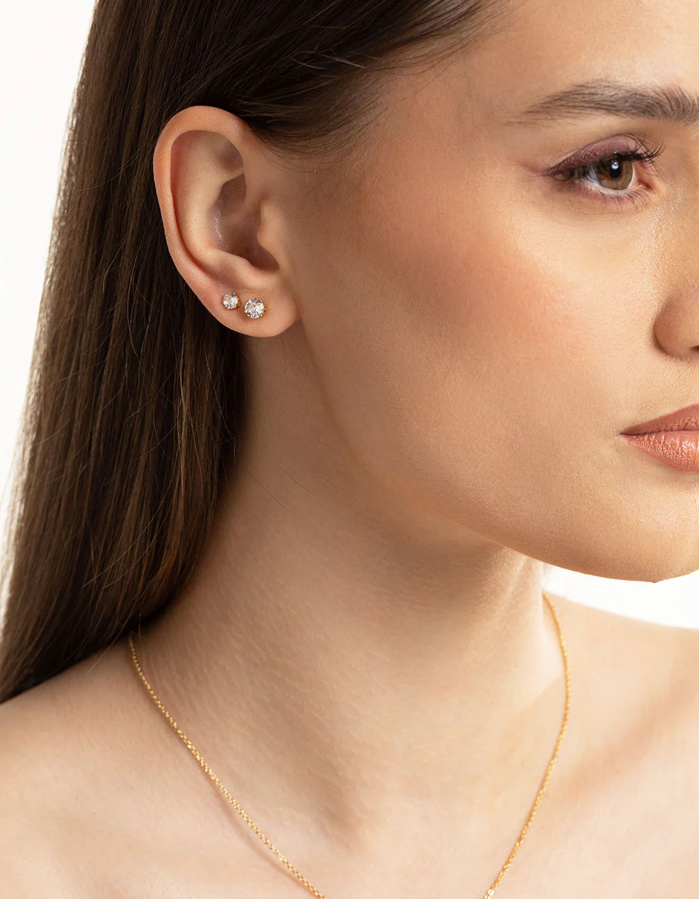 Waterproof Gold Plated Stainless Steel Cubic Zircconia Stud Earring Pack - Image 3