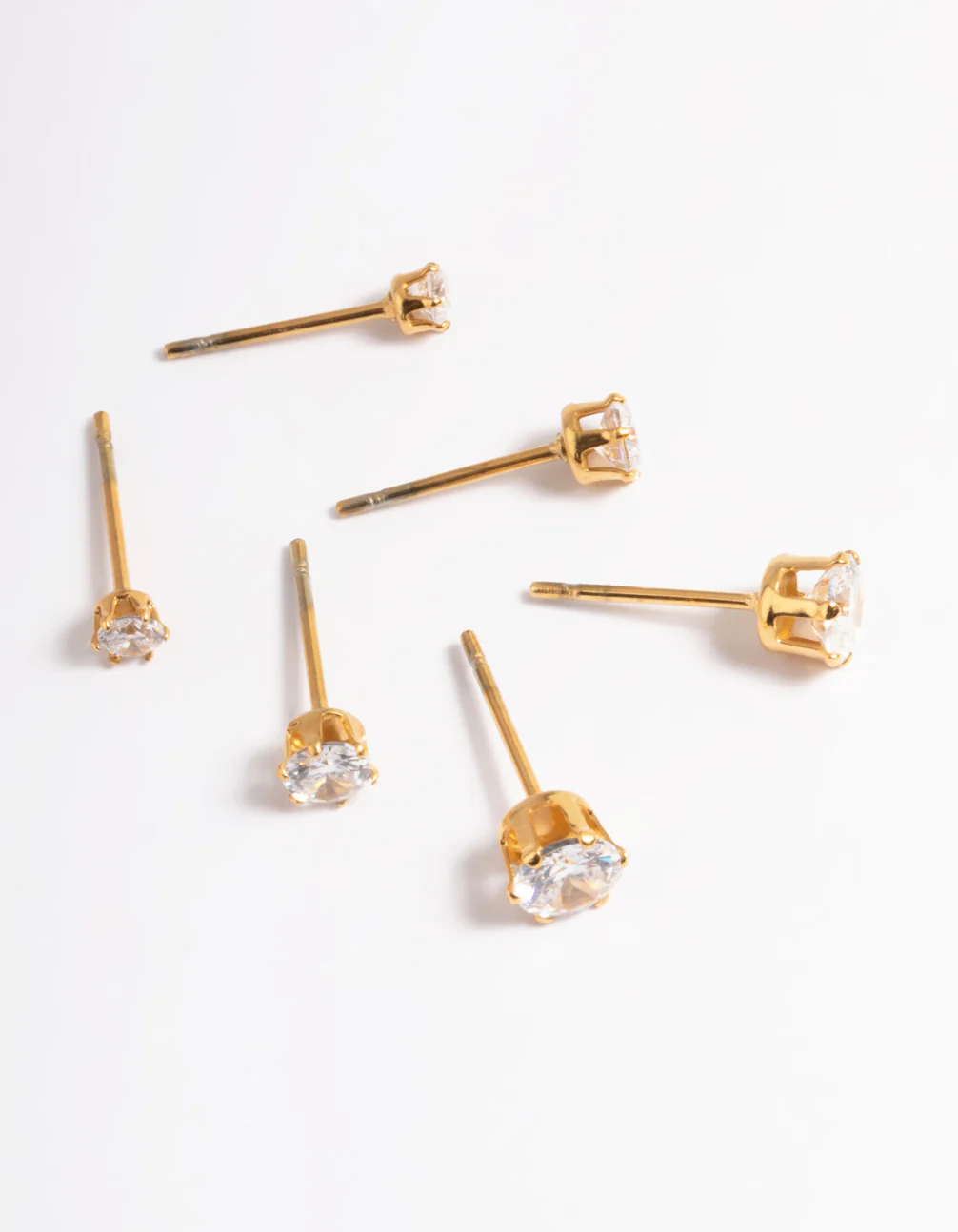 Waterproof Gold Plated Stainless Steel Cubic Zircconia Stud Earring Pack - Image 4