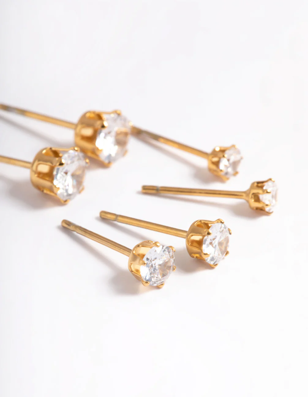 Waterproof Gold Plated Stainless Steel Cubic Zircconia Stud Earring Pack - Image 5