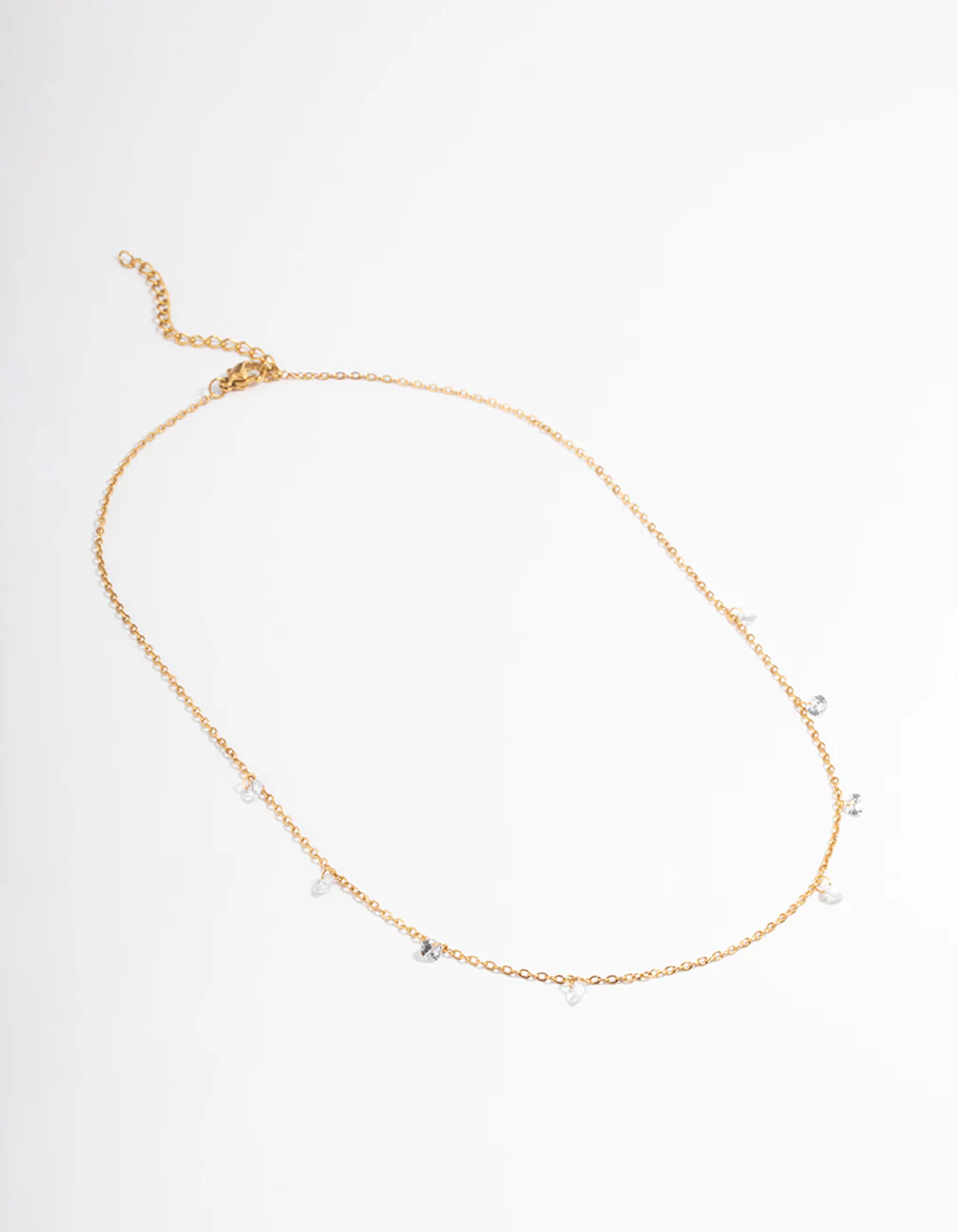 Gold Plated Stainless Steel Cubic Zirconia Drop Fine Chain Necklace - Image 2