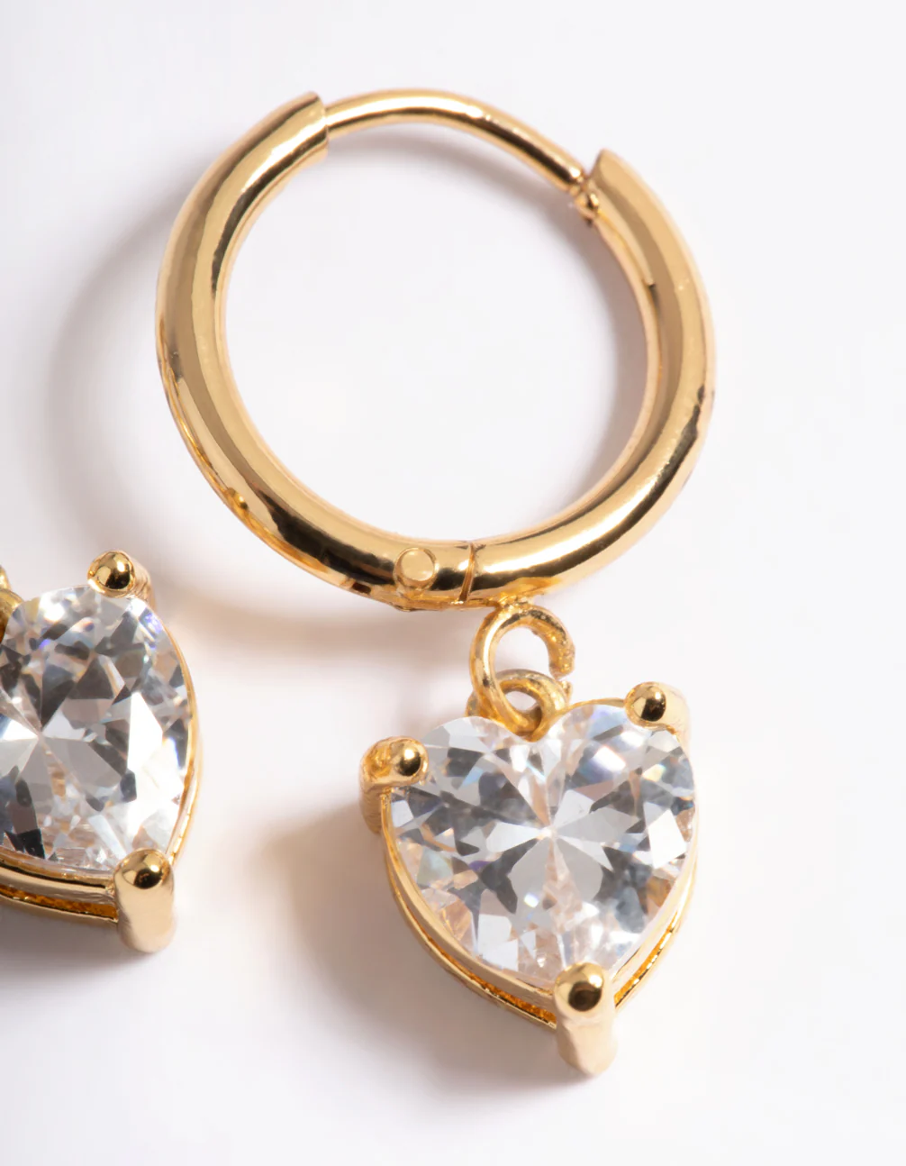Waterproof Gold Plated Stainless Steel Cubic Zirconia Heart Huggie Earrings - Image 4