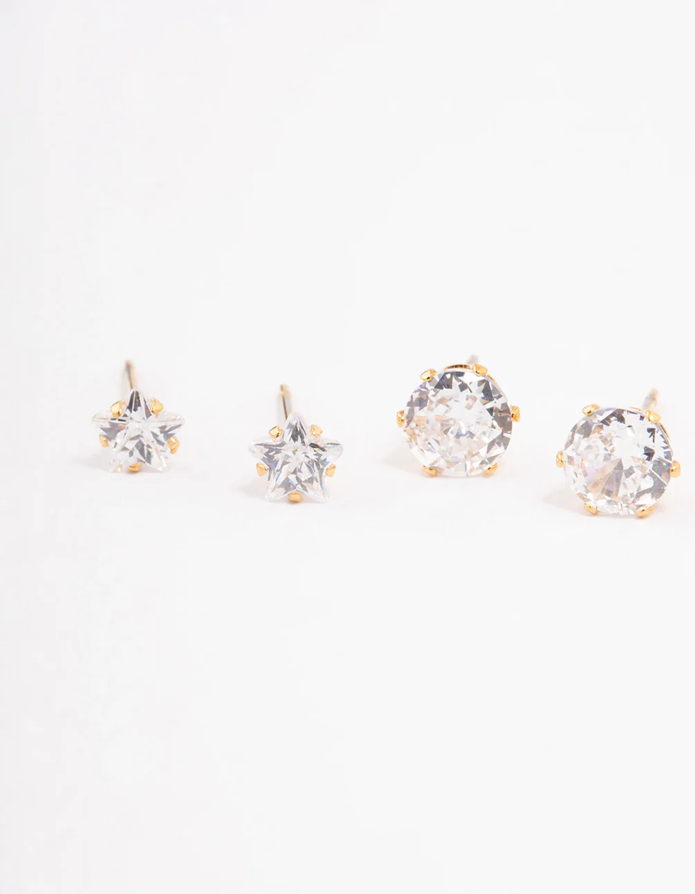 Waterproof Gold Plated Stainless Steel Star & Heart Stud Earrings Pack - Image 2