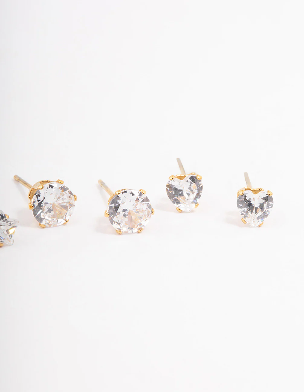 Waterproof Gold Plated Stainless Steel Star & Heart Stud Earrings Pack - Image 3