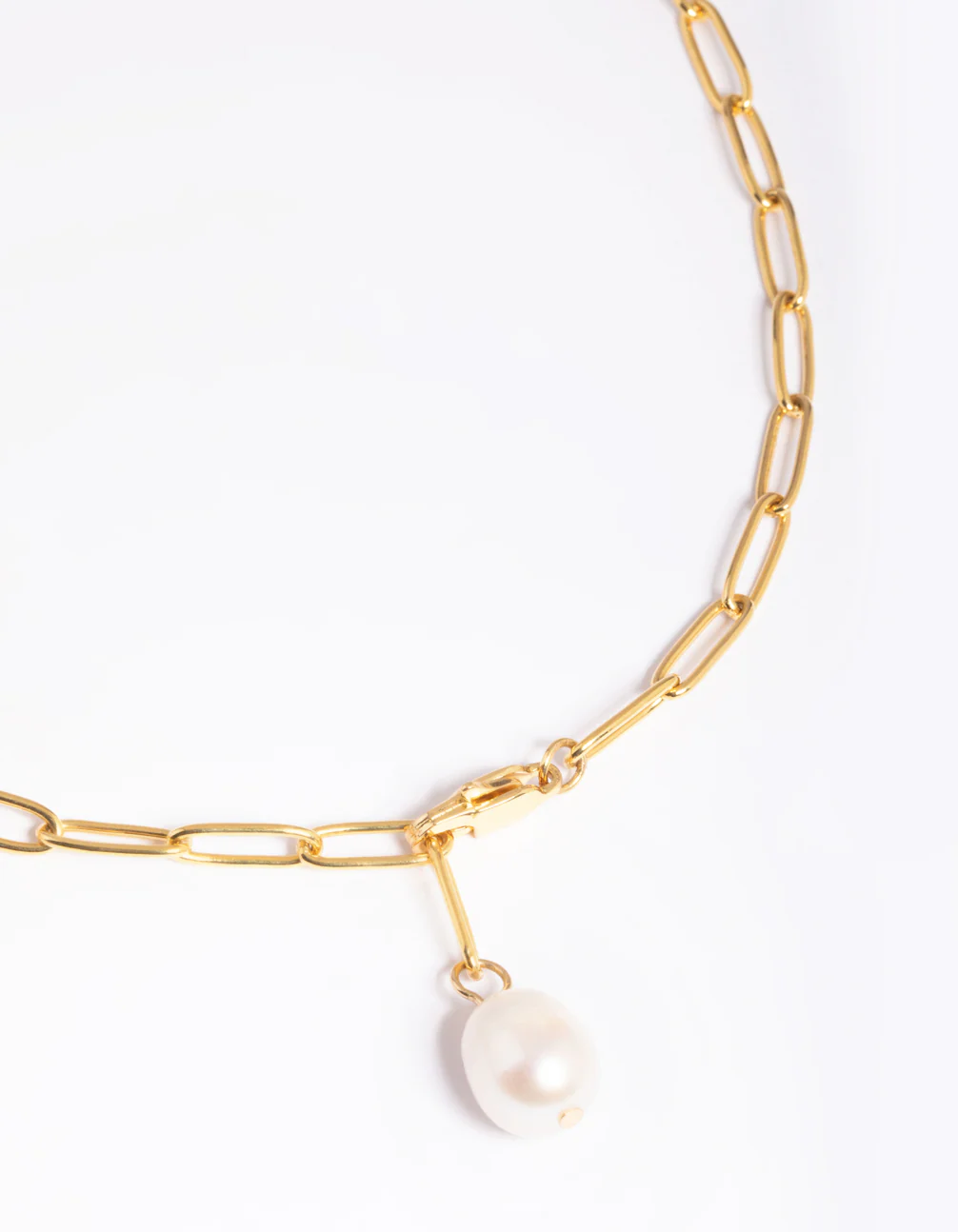 Waterproof Gold Plated Stainless Steel Freshwater Pearl Chain Drop Necklace - Image 4