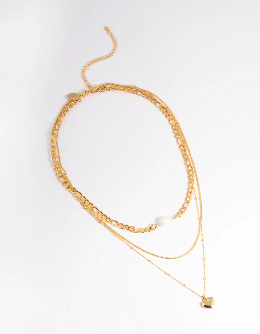 Waterproof Gold Plated Stainless Steel Heart & Freshwater Pearl Layered Necklace - Image 4