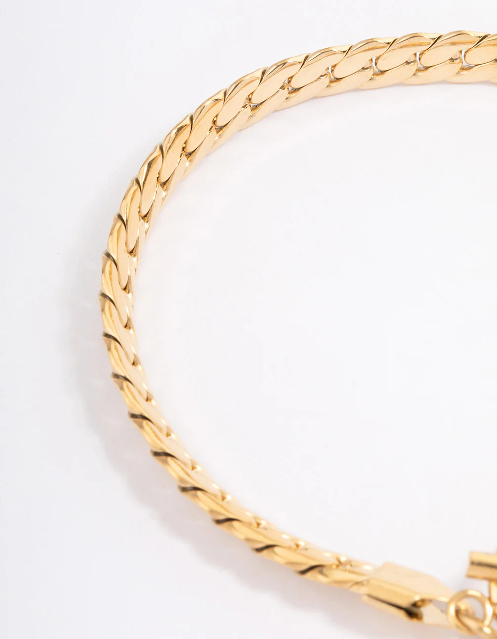Waterproof Gold Plated Stainless Steel Heart Fob Flat Chain Bracelet - Image 3