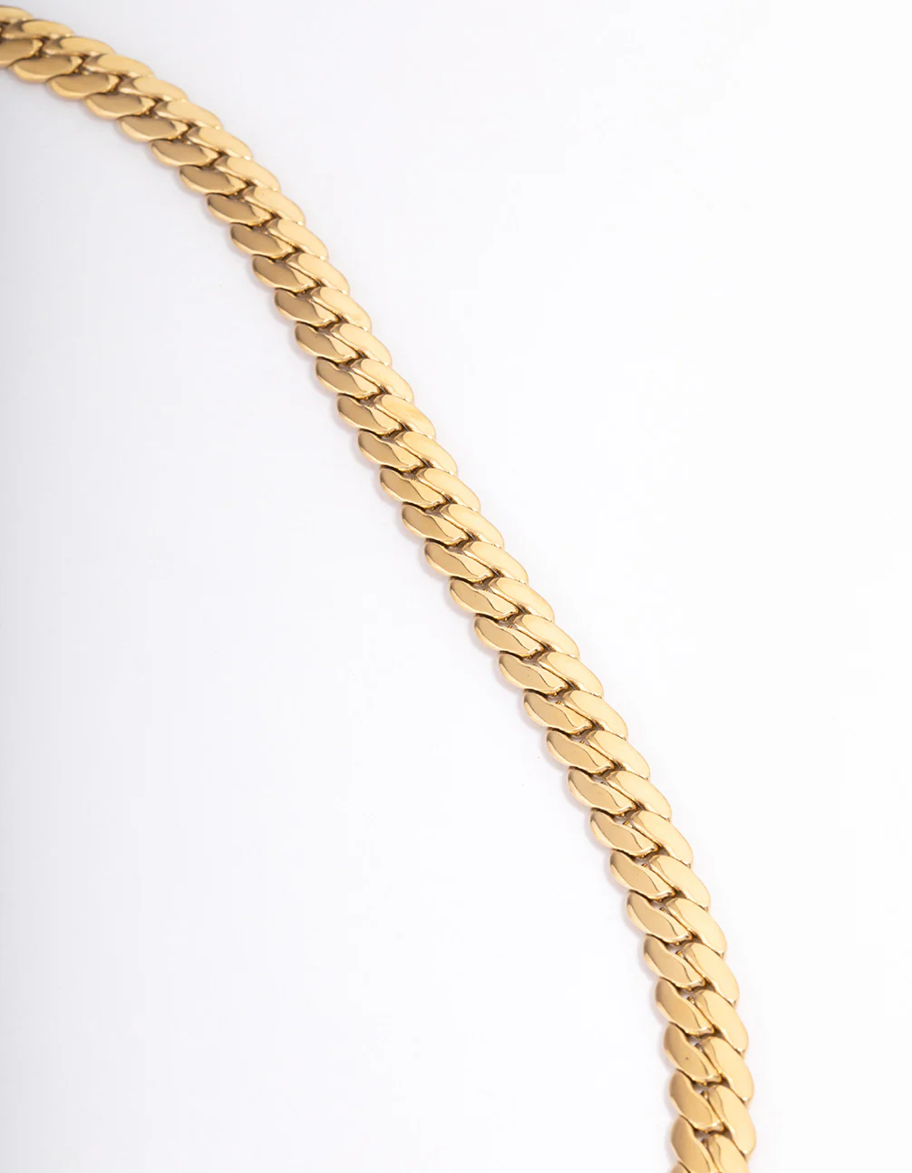 Waterproof Gold Plated Stainless Steel Heart FOB Flat Chain Necklace - Image 3