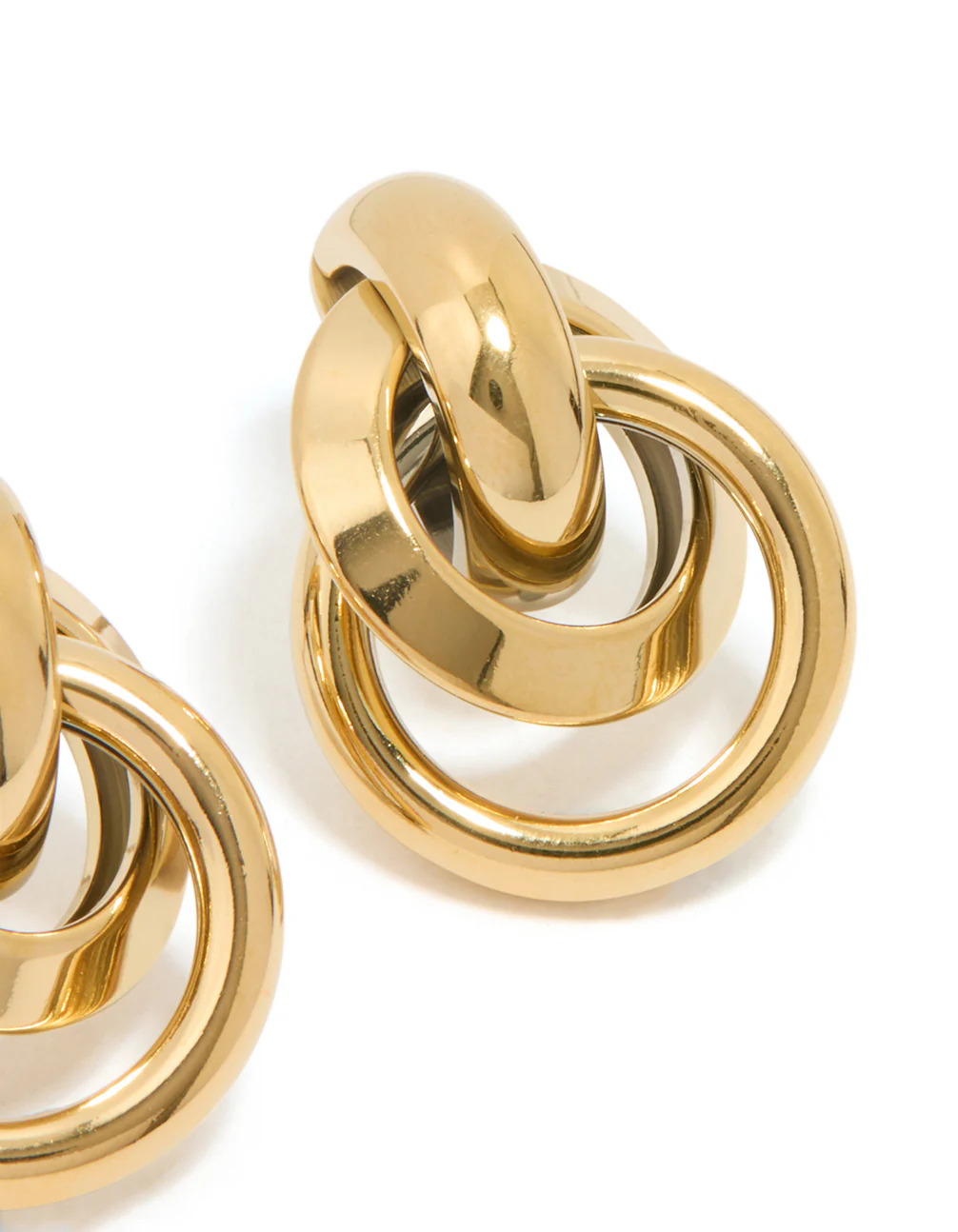 Waterproof Gold Plated Stainless Steel Knotted Link Drop Earrings - Image 5