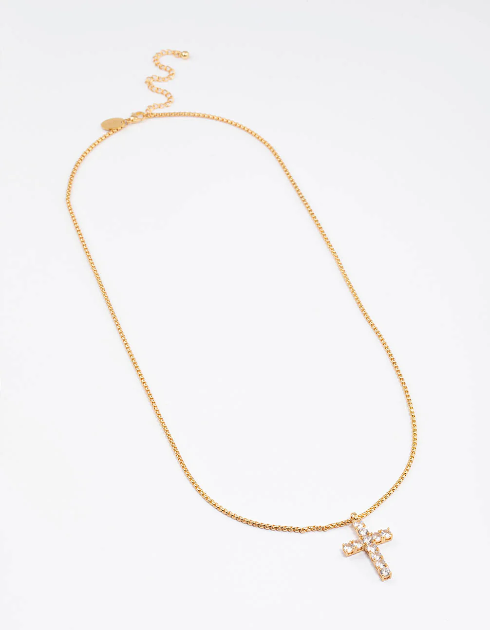 Waterproof Gold Plated Stainless Steel Cubic Zirconia Cross Necklace - Image 2