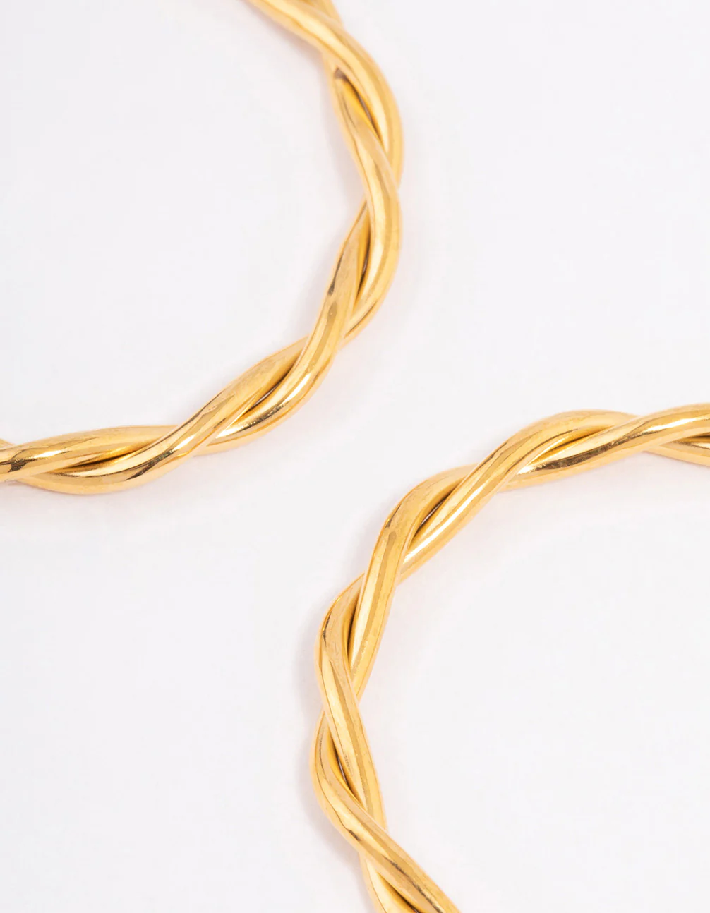 Waterproof Gold Plated Stainless Steel Medium Thin Twisted Hoop Earrings - Image 5
