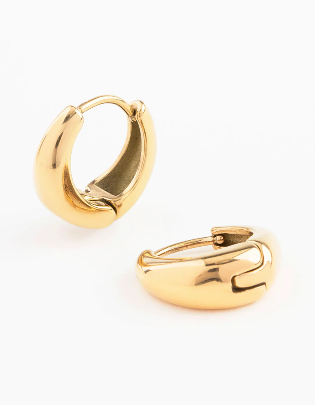 Waterproof Gold Plated Stainless Steel Mini Drop Huggie Earrings - Image 2