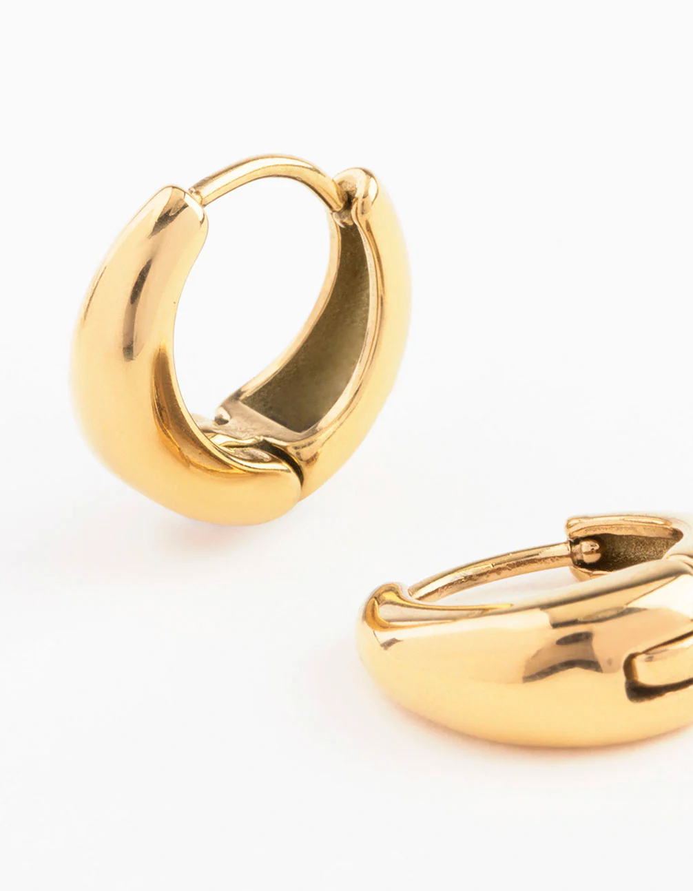 Waterproof Gold Plated Stainless Steel Mini Drop Huggie Earrings - Image 4