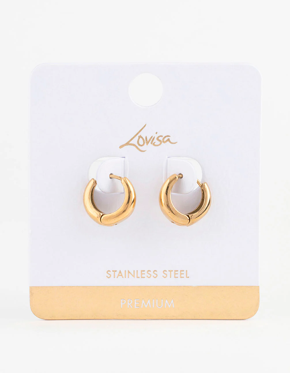 Waterproof Gold Plated Stainless Steel Mini Drop Huggie Earrings - Image 5