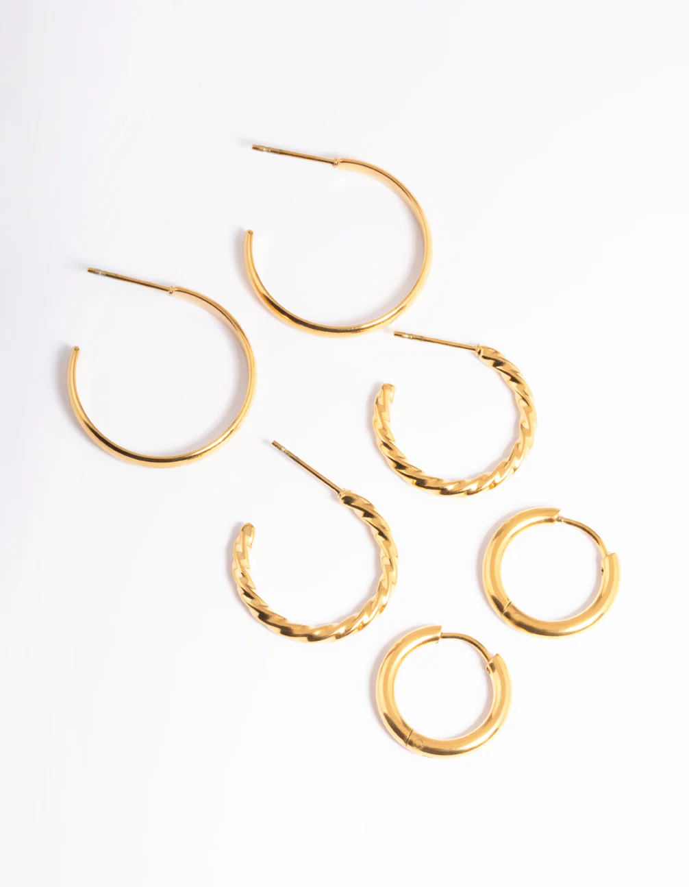 Waterproof Gold Plated Stainless Steel Mixed Huggie Earrings Pack - Image 4