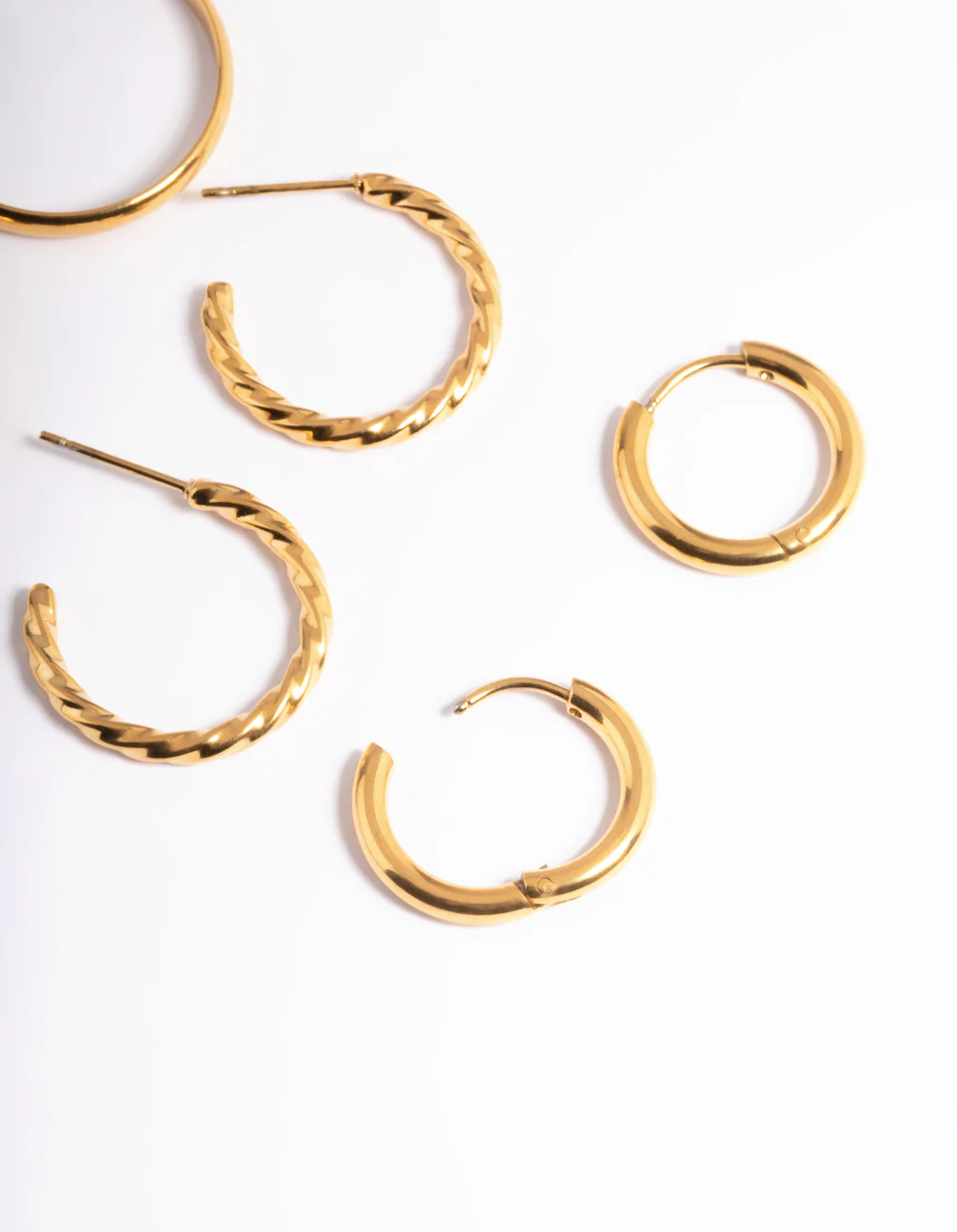 Waterproof Gold Plated Stainless Steel Mixed Huggie Earrings Pack - Image 5
