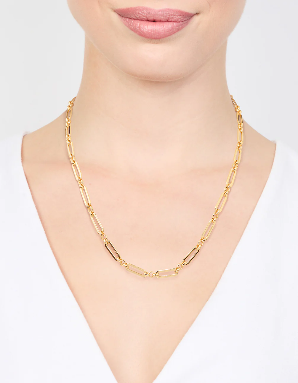 Waterproof Gold Plated Stainless Steel Open Oval Link Necklace - Image 2