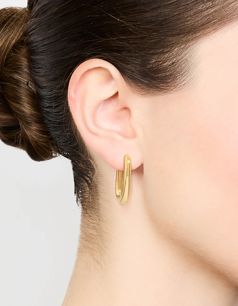 Waterproof Gold Plated Stainless Steel Rounded Square Hoop Earrings - Image 2