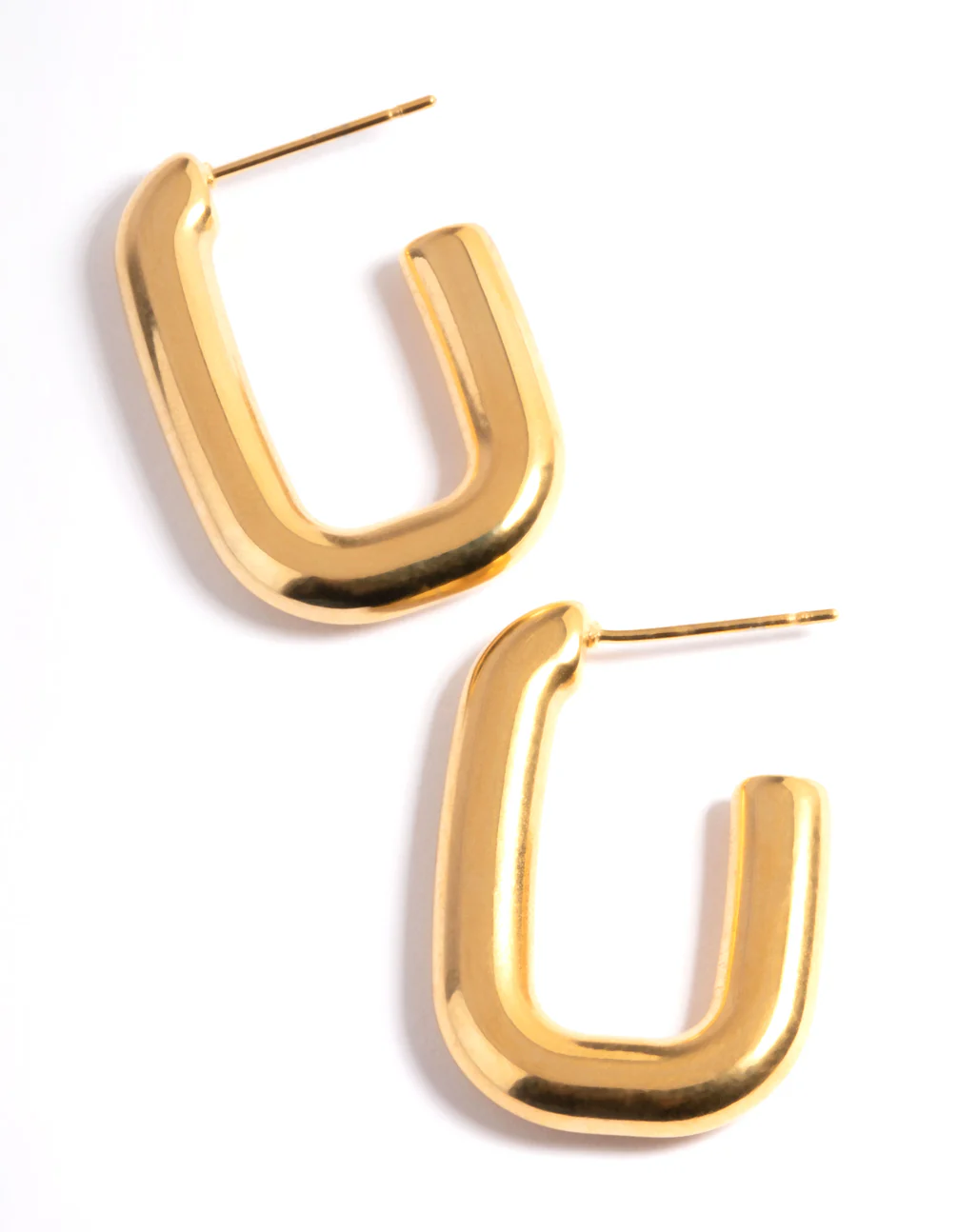 Waterproof Gold Plated Stainless Steel Rounded Square Hoop Earrings - Image 5