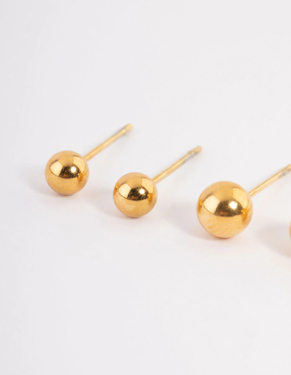 Waterproof Gold Plated Stainless Steel Small Ball Stud Earrings Pack - Image 2