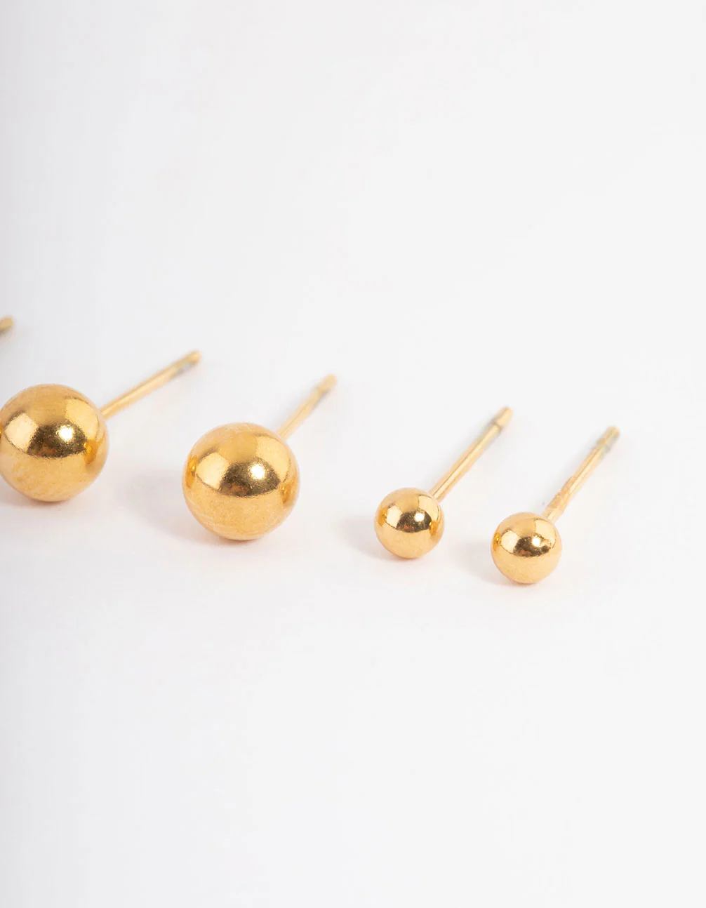 Waterproof Gold Plated Stainless Steel Small Ball Stud Earrings Pack - Image 3