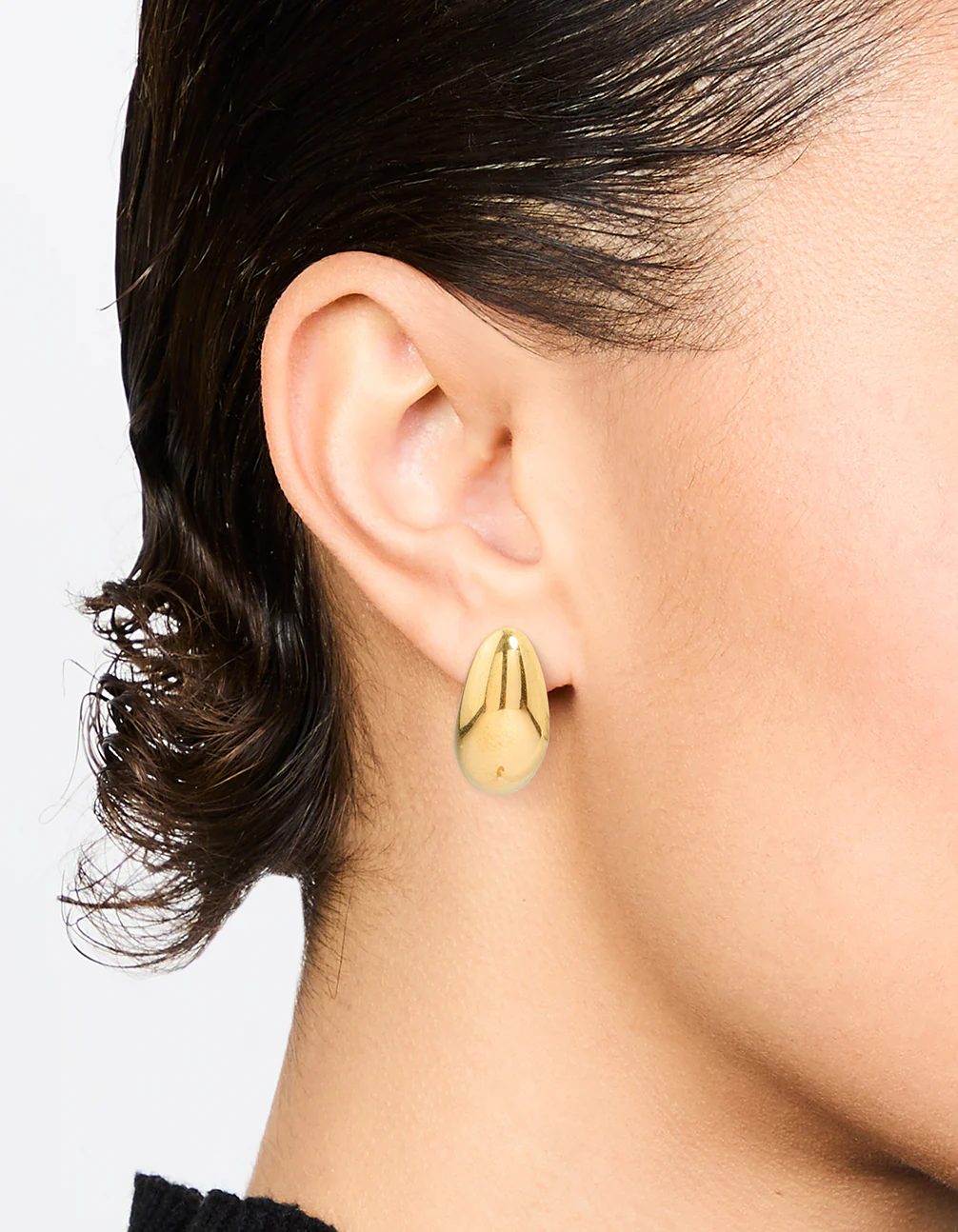 Waterproof Gold Plated Stainless Steel Small Bubble Hoop Earrings - Image 2