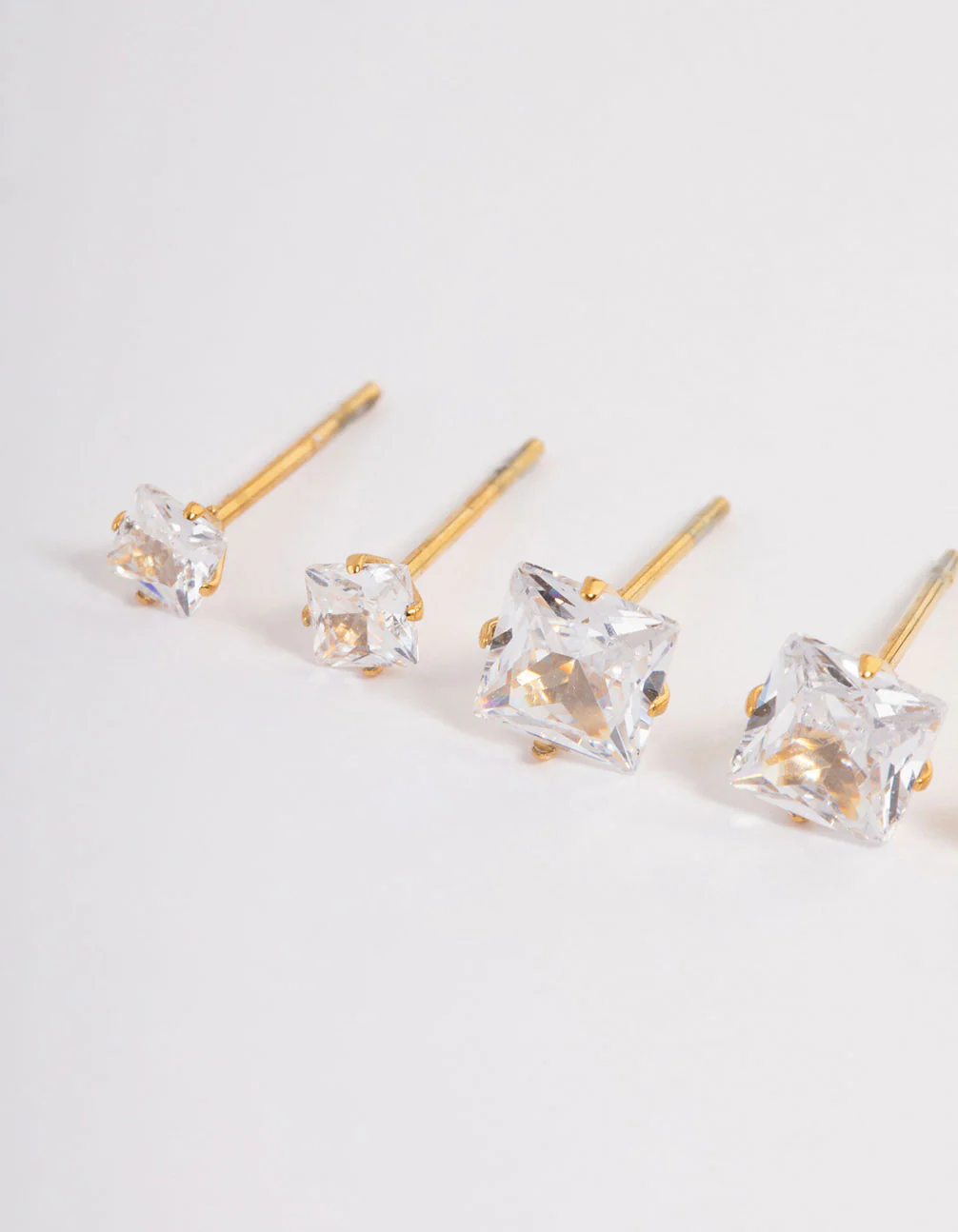 Waterproof Gold Plated Stainless Steel Square Earring Pack - Image 2