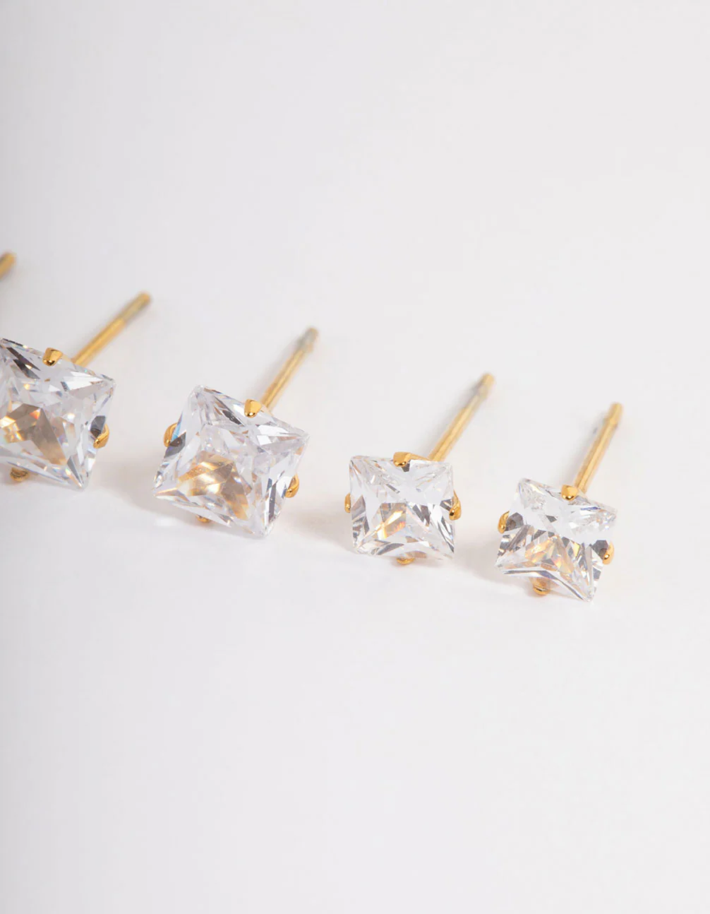 Waterproof Gold Plated Stainless Steel Square Earring Pack - Image 3
