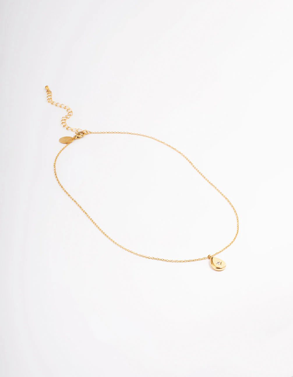 Waterproof Gold Plated Stainless Steel Teardrop Stone Pendant Necklace - Image 4