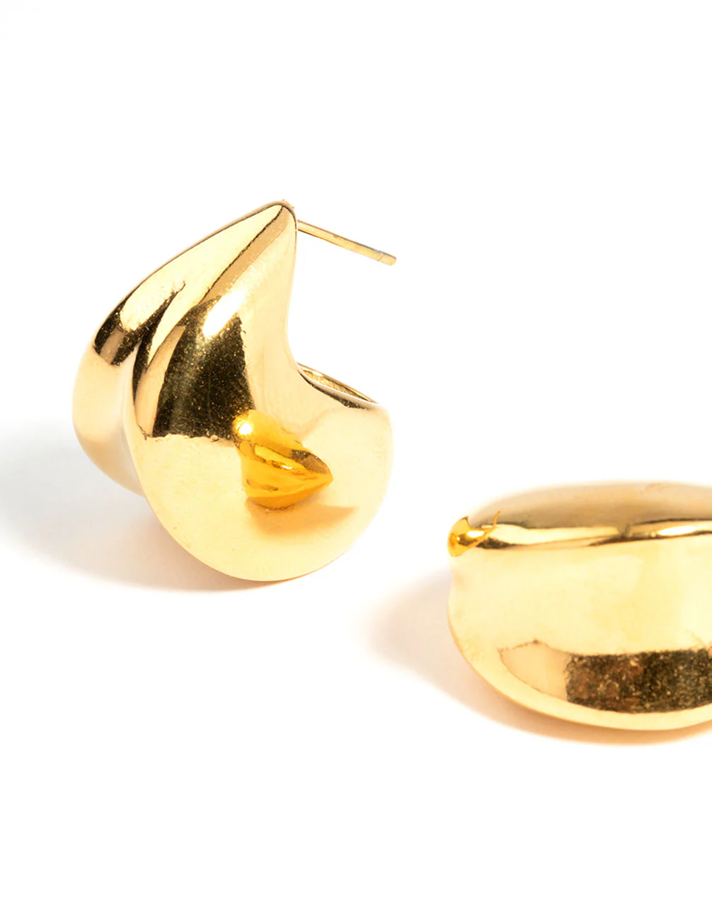 Waterproof Gold Plated Stainless Steel Thick Scoop Earrings - Image 2