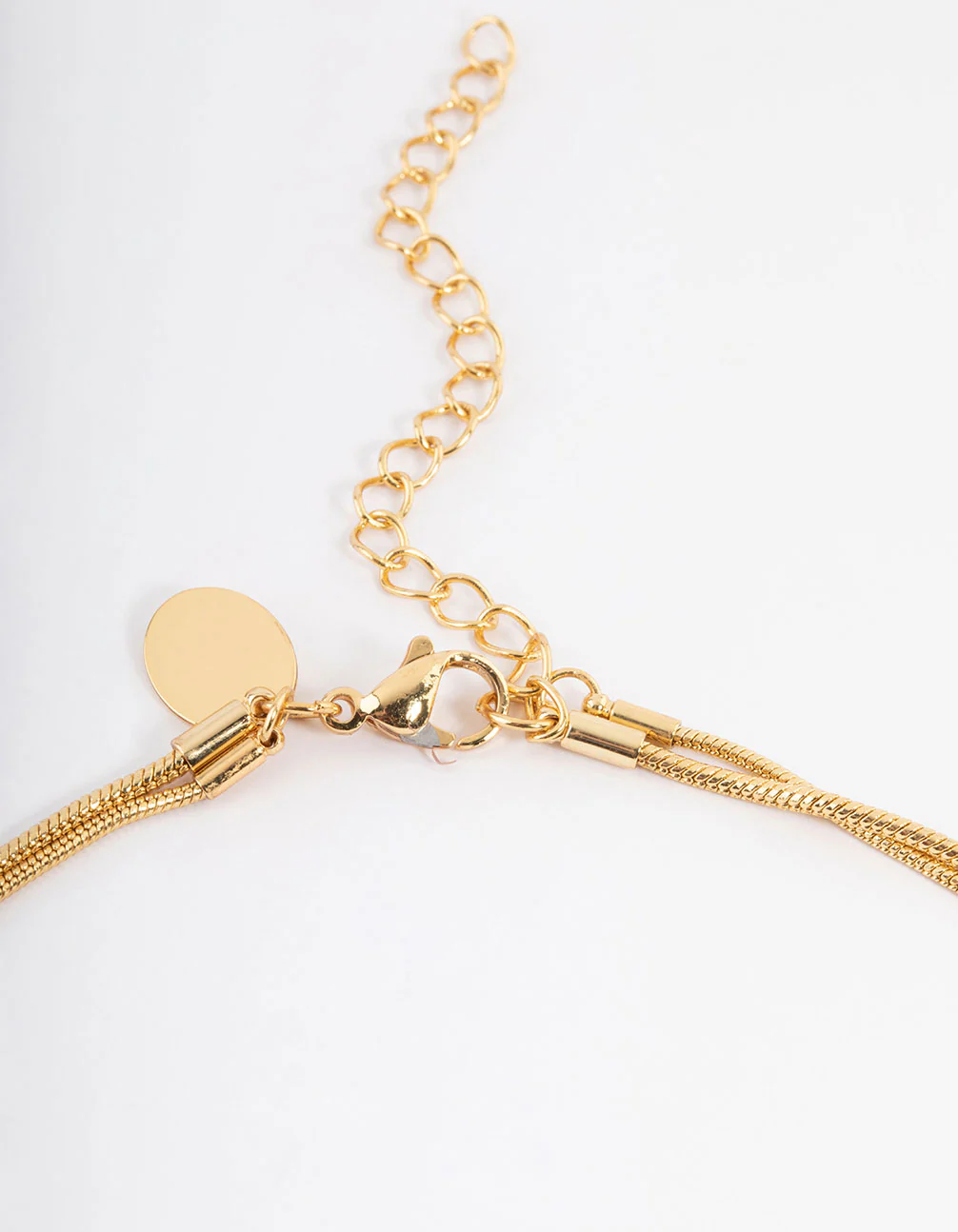 Waterproof Gold Plated Stainless Steel Thin Herringbone Two Layered Necklace - Image 3