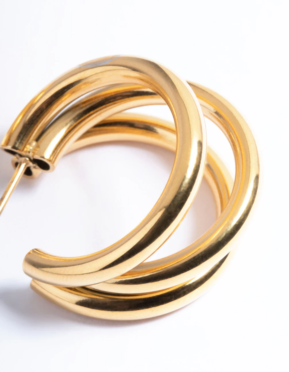 Waterproof Gold Plated Stainless Steel Triple Hoop Earrings - Image 4