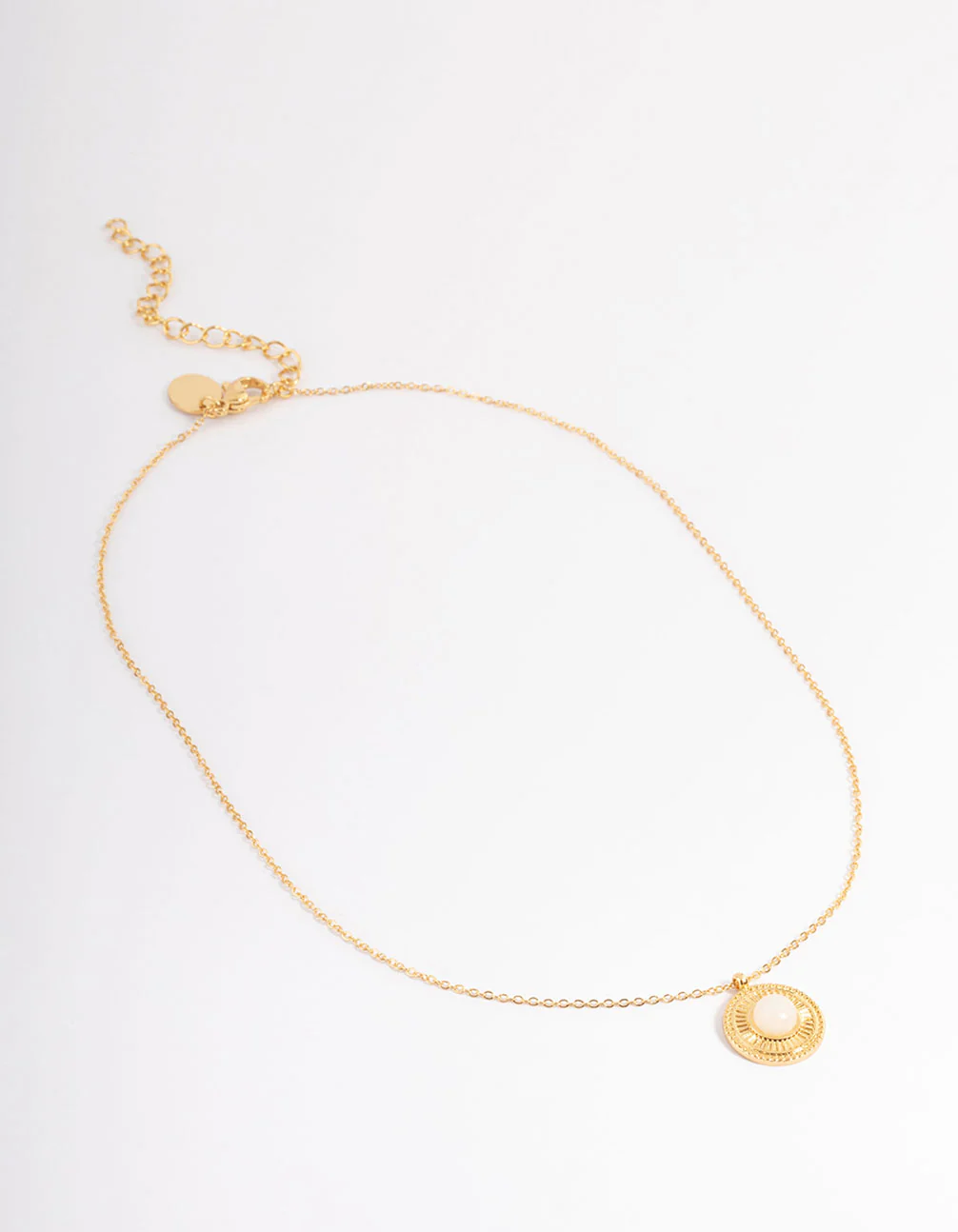 Waterproof Gold Plated Stainless Steel Vintage Rounded Pendant Necklace - Image 2