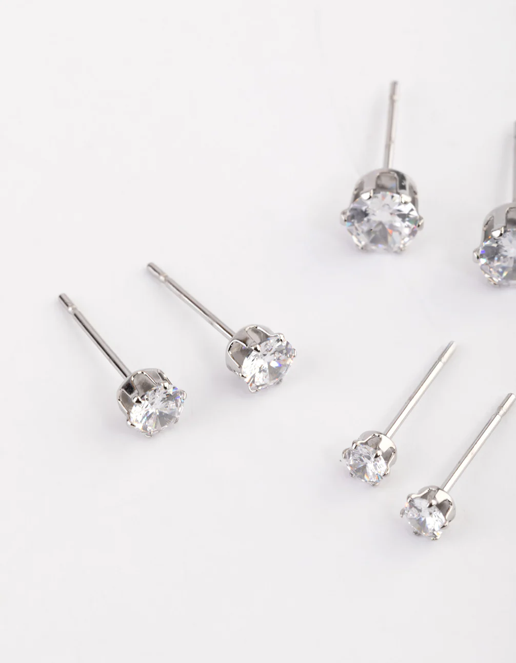 Waterproof Stainless Steel Cubic Zirconia Stud Earrings Pack - Image 4